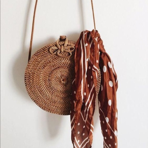 Handbags - Rattan crossbody circle bag straw woven round bag